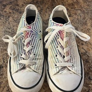Converse All Star‎ Chuck Taylors White Rainbow Stars Sneakers Shoes Kids Size 2